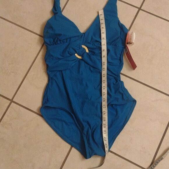 NWT Spanx Shaping Swimsuit One-piece Bayside Blue Halter 12 - Picture 12 of 16